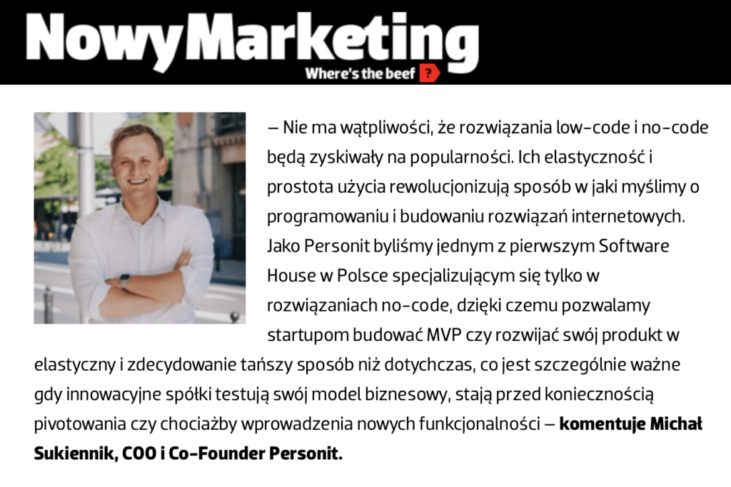 NowyMarketing - low-code i no-code